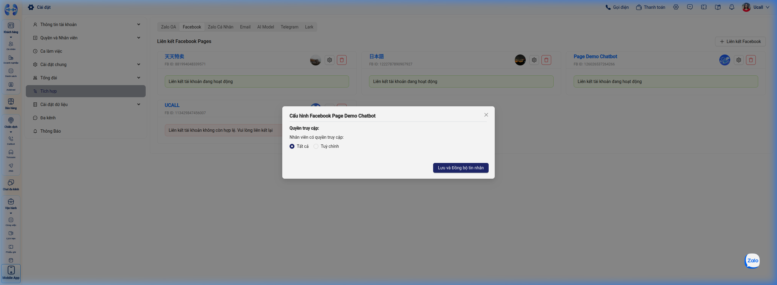 Cấu hình phân quyền truy cập Facebook Page