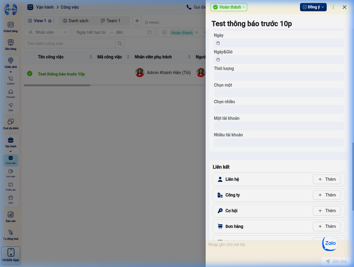 Mạng lưới liên kết đối tượng CRM
