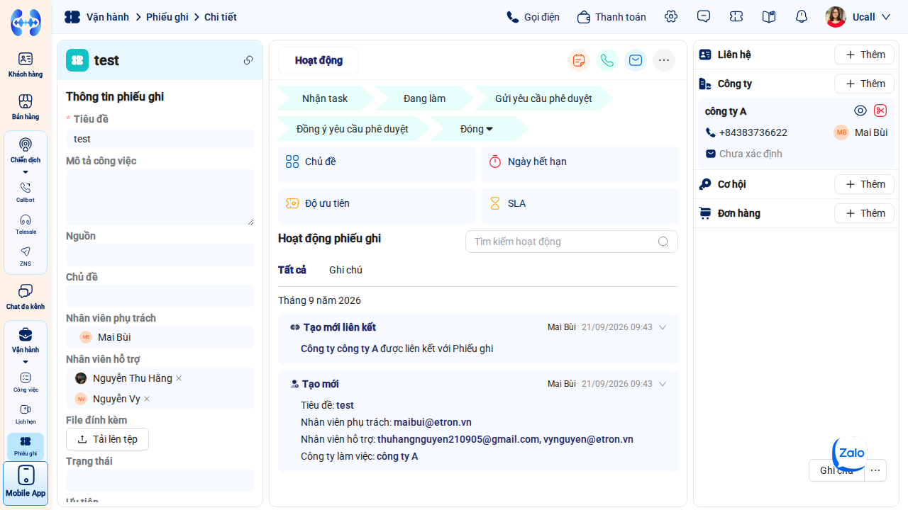 Giao diện soạn và gửi email hỗ trợ
